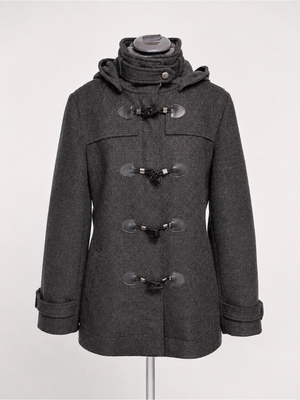 BCBGeneration M Dark Gray Hooded Toggle Coat Gothic Military Equestrian